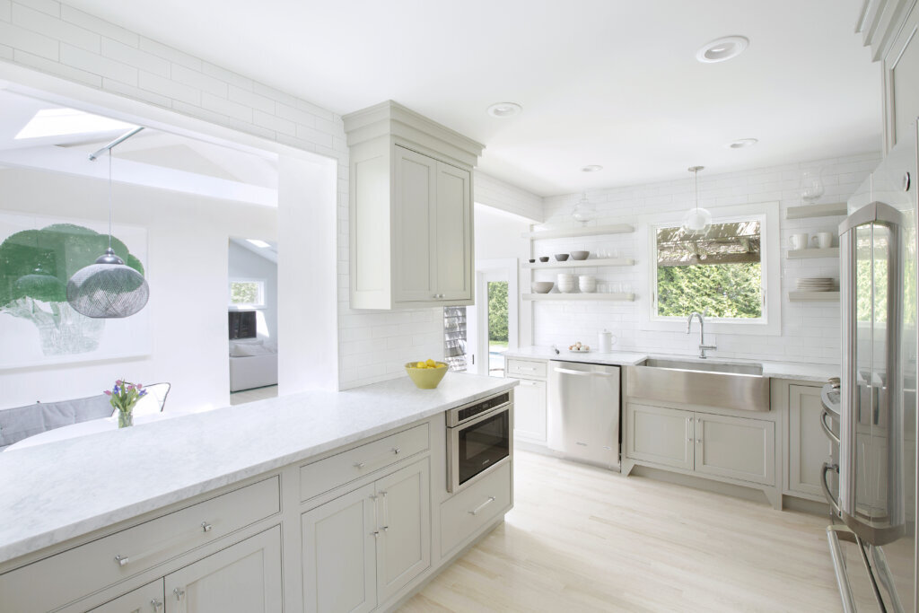 white on white custom kitchen cabinetry